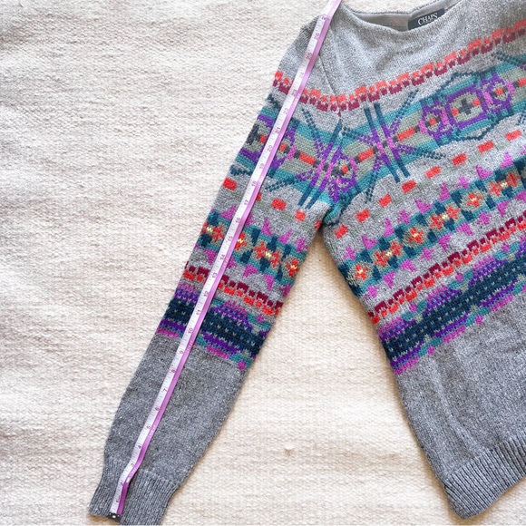CHAPS Denim | Multi-Color Fair Isle Nordic Ski Sweater | Size Petite L - Picture 10 of 10